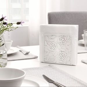 IKEA LIKSIDIG Napkin Holder White Steel Floral